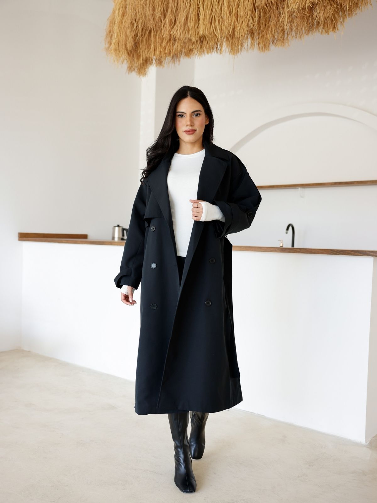 Premium Kalite İçi Astarlı Uzun Trençkot