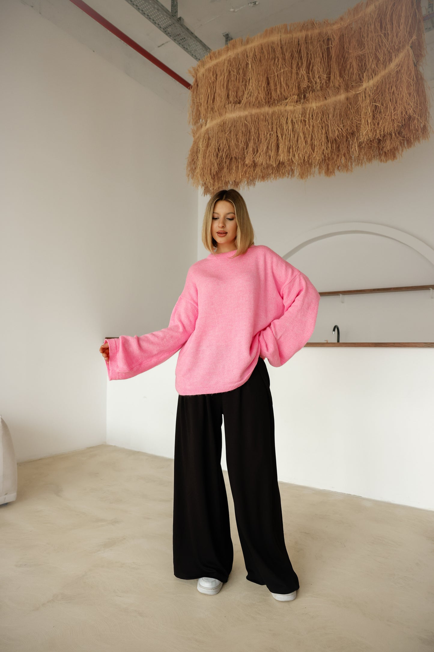 Oversize Salaş Sakallı Triko Kazak