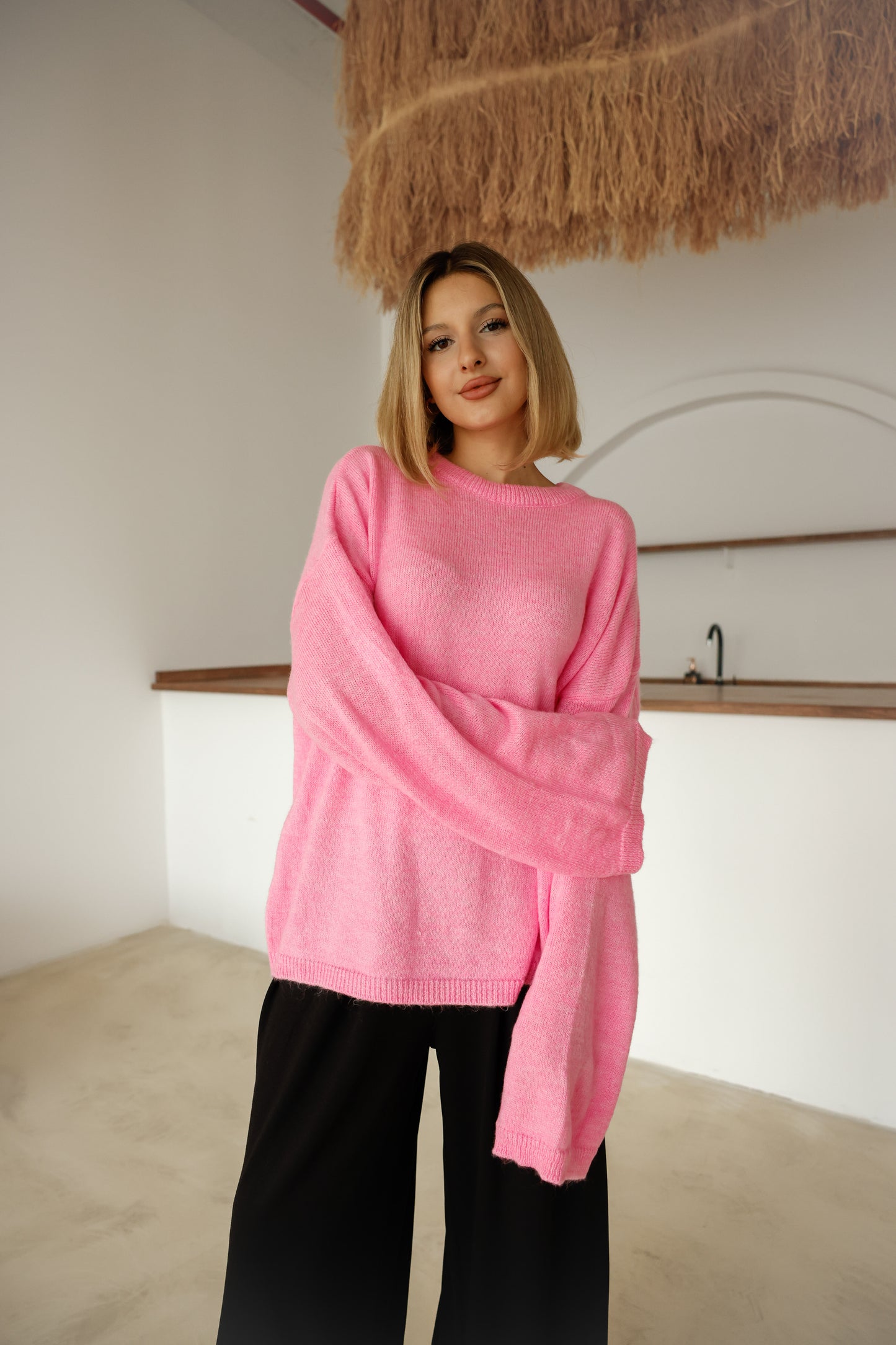 Oversize Salaş Sakallı Triko Kazak