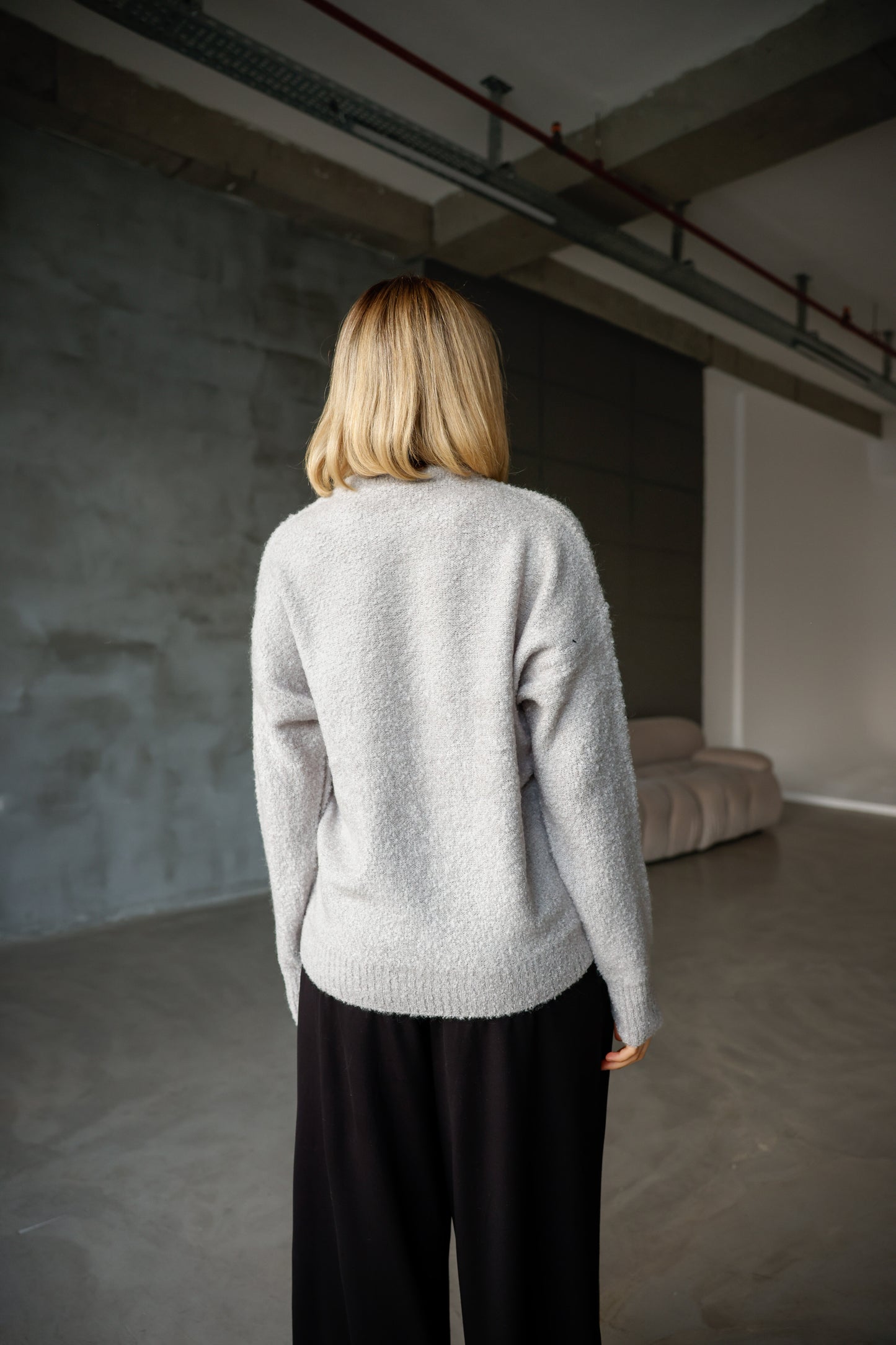 Bisiklet Yaka Oversize Örgü Detaylı Triko Kazak