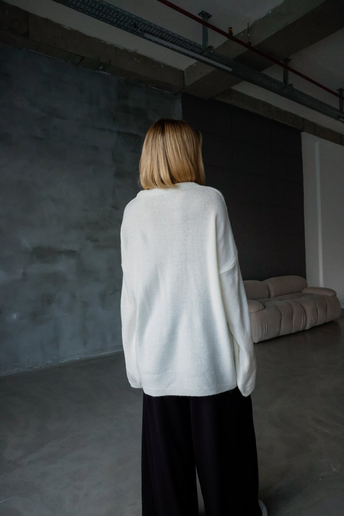 Oversize Salaş Sakallı Triko Kazak