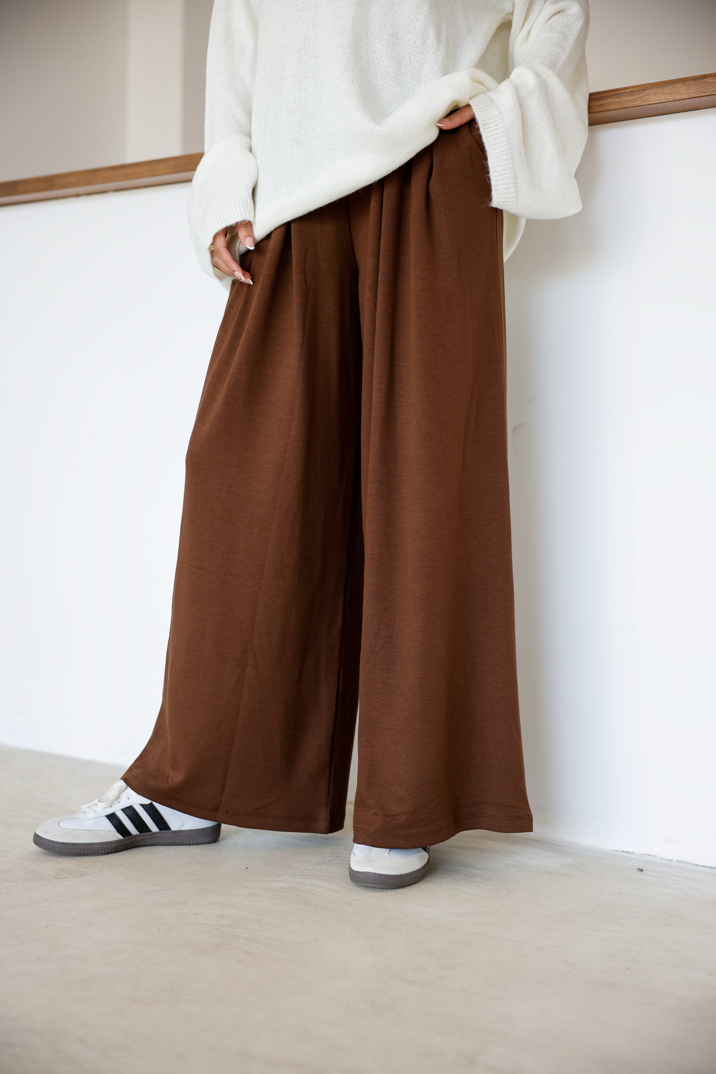 Oysh Modal Kumaş Beli Lastikli Pileli Pantolon