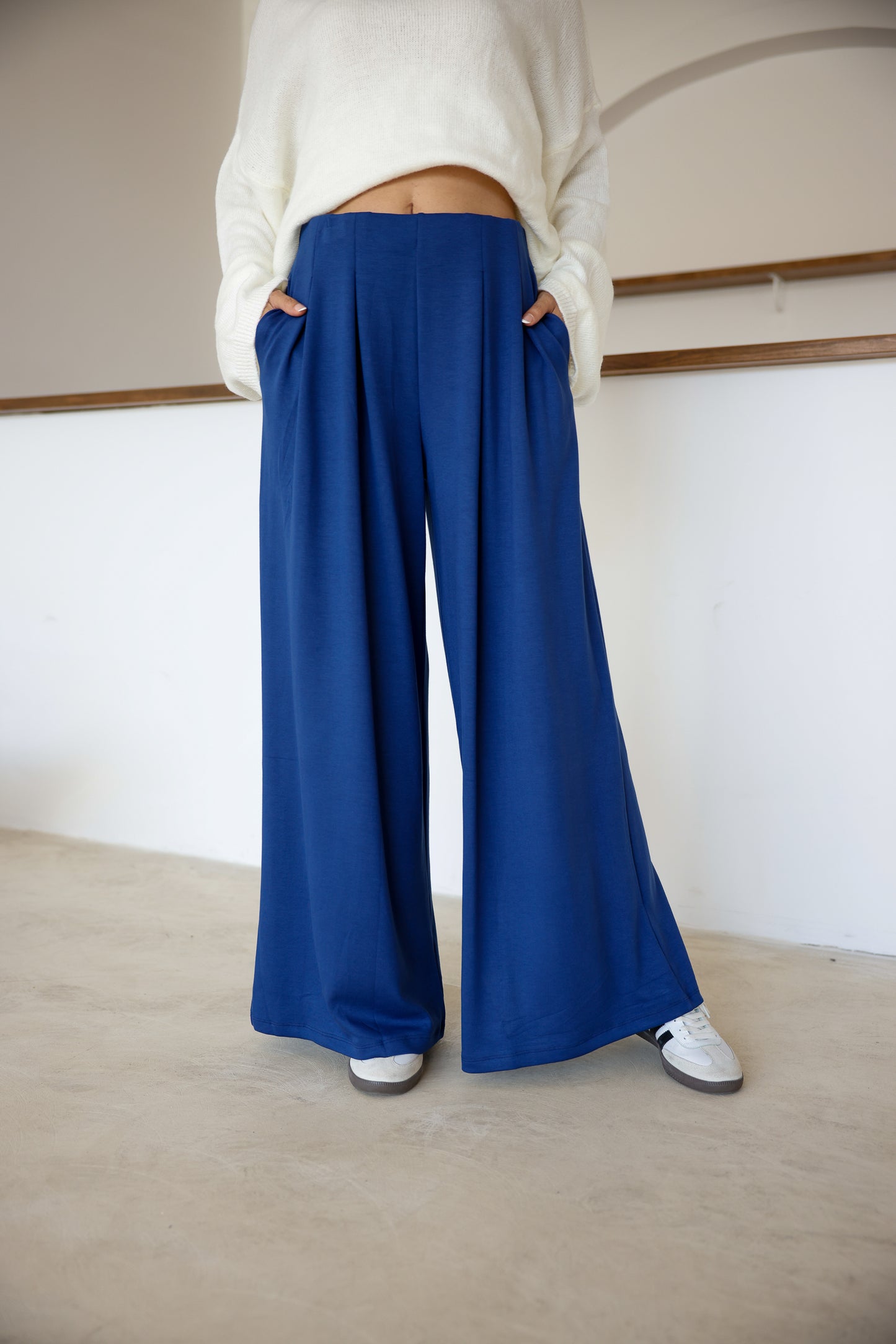 Oysh Modal Kumaş Beli Lastikli Pileli Pantolon