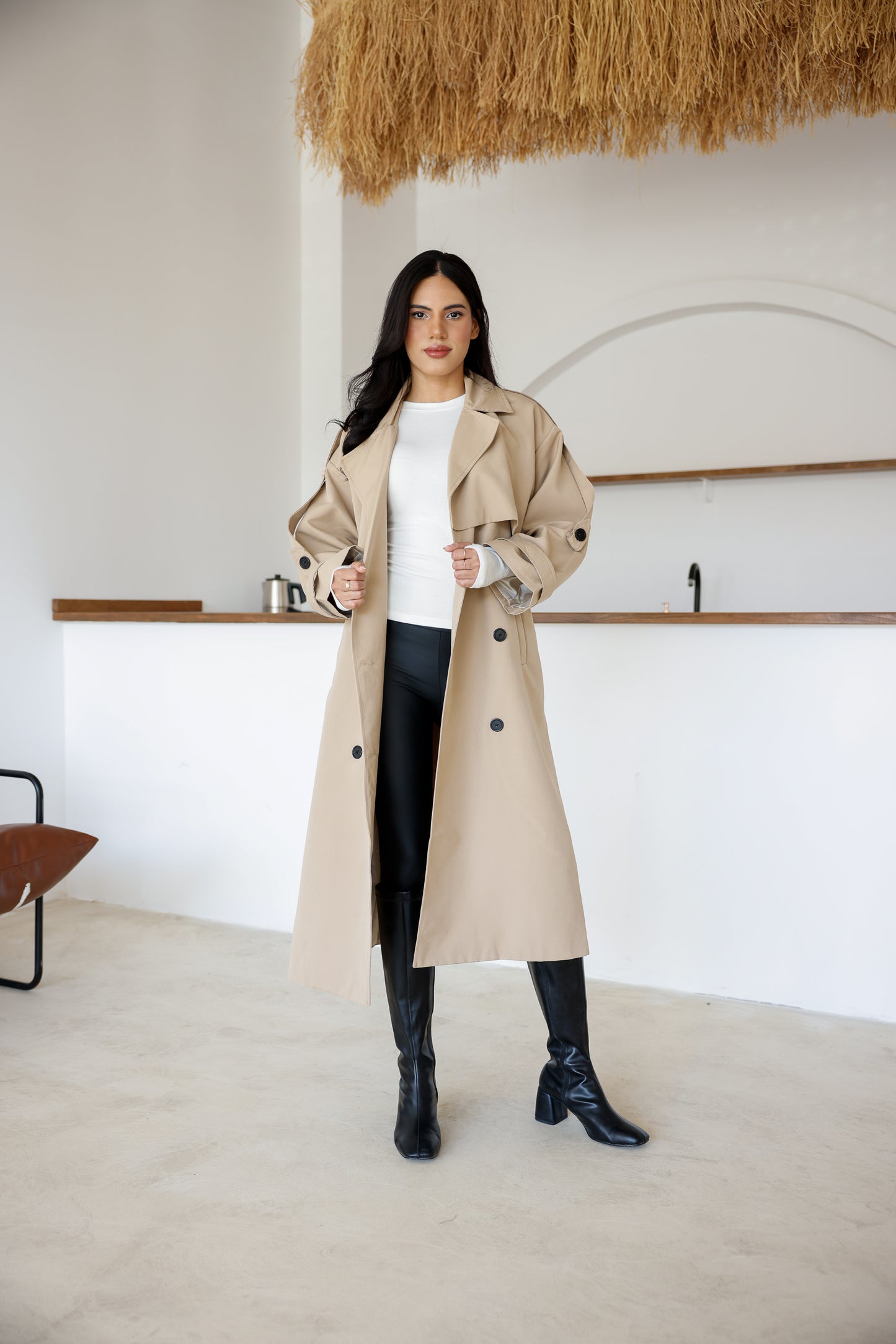 Premium Kalite İçi Astarlı Uzun Trençkot