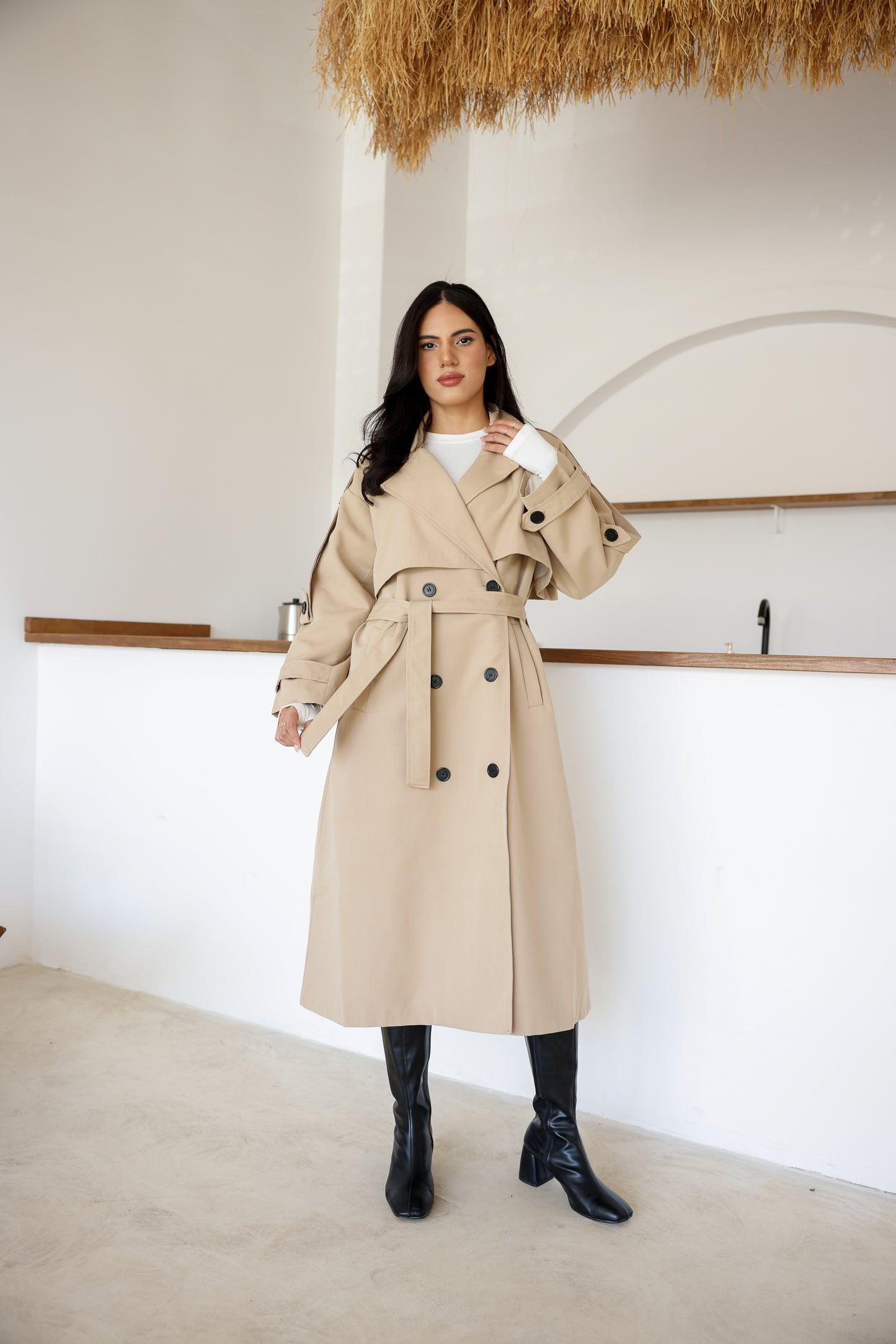 Premium Kalite İçi Astarlı Uzun Trençkot