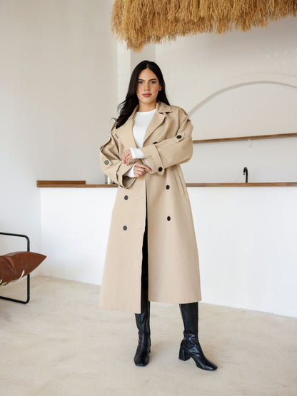 Premium Kalite İçi Astarlı Uzun Trençkot