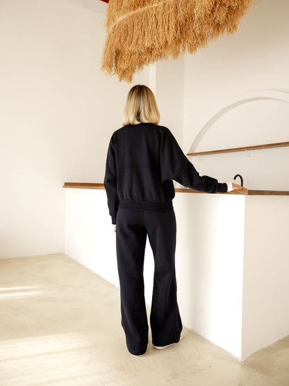 Alt-Üst  Takım Geniş Paça Eşofman Altı ve Fermuarlı Hırka 3-İplik