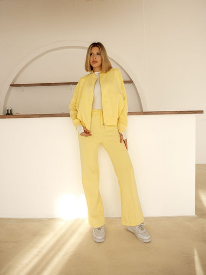 Alt-Üst  Takım Geniş Paça Eşofman Altı ve Fermuarlı Hırka 3-İplik