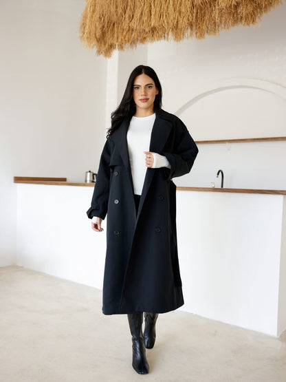 Premium Kalite İçi Astarlı Uzun Trençkot