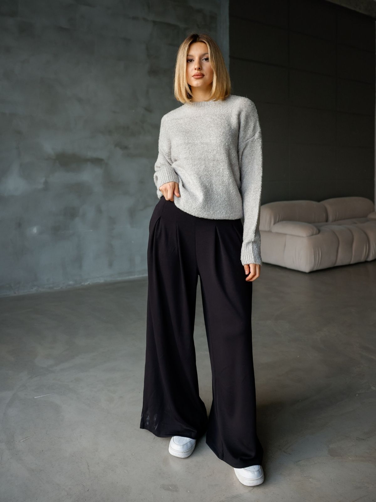 Oysh Modal Kumaş Beli Lastikli Pileli Pantolon