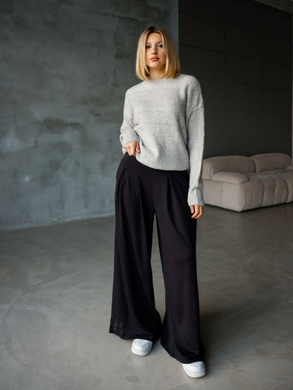 Oysh Modal Kumaş Beli Lastikli Pileli Pantolon