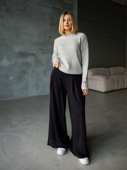 Oysh Modal Kumaş Beli Lastikli Pileli Pantolon
