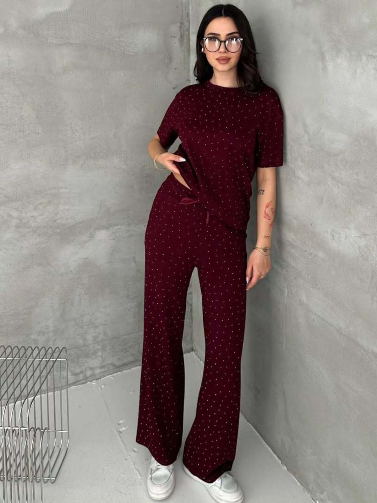 Taşlı Geniş Paça Premium Alt Üst Takım