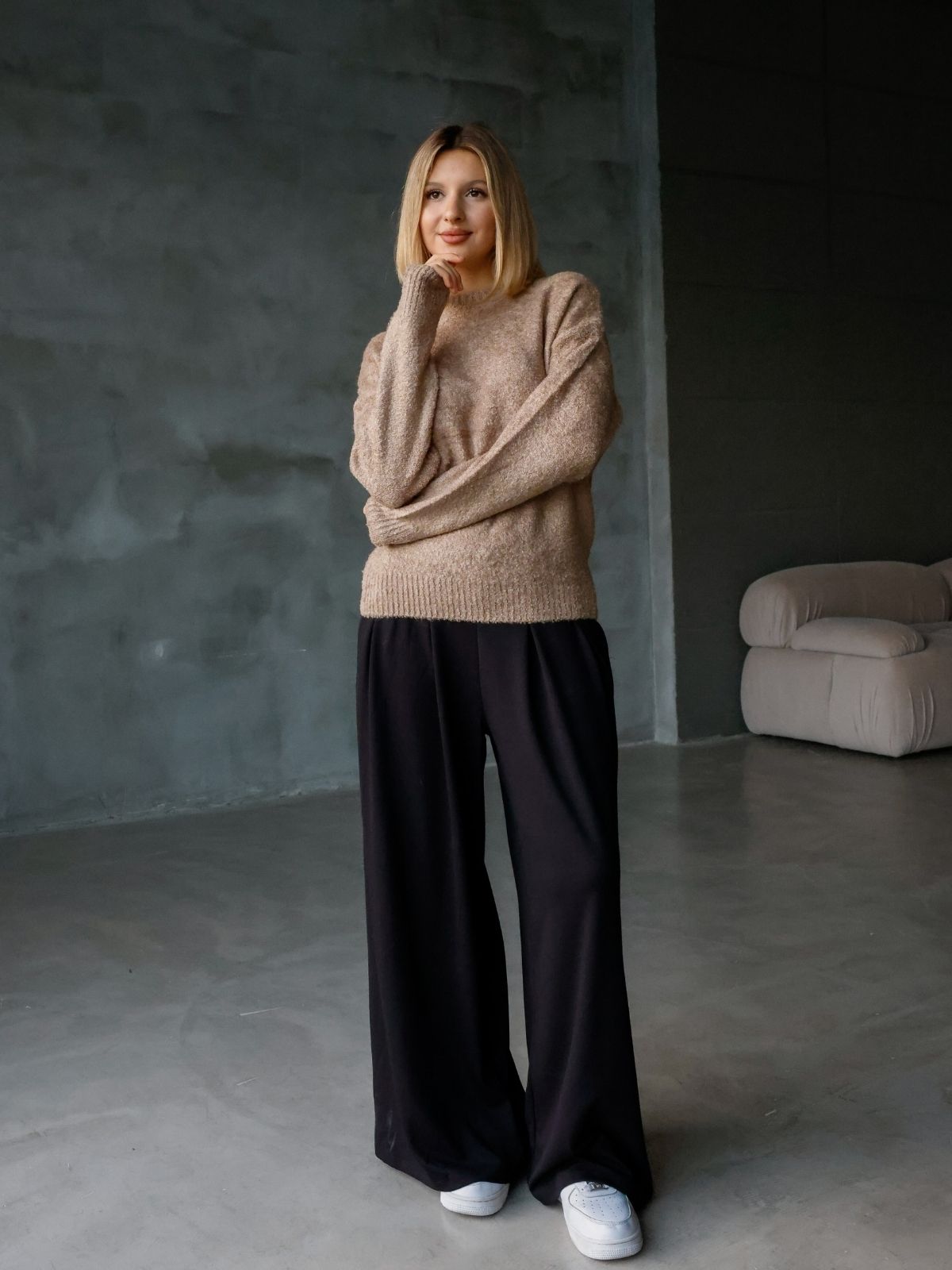 Oysh Modal Kumaş Beli Lastikli Pileli Pantolon