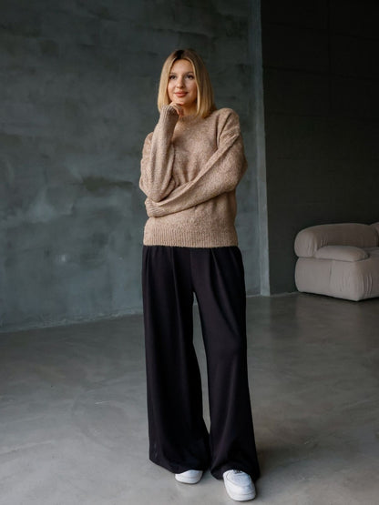 Oysh Modal Kumaş Beli Lastikli Pileli Pantolon