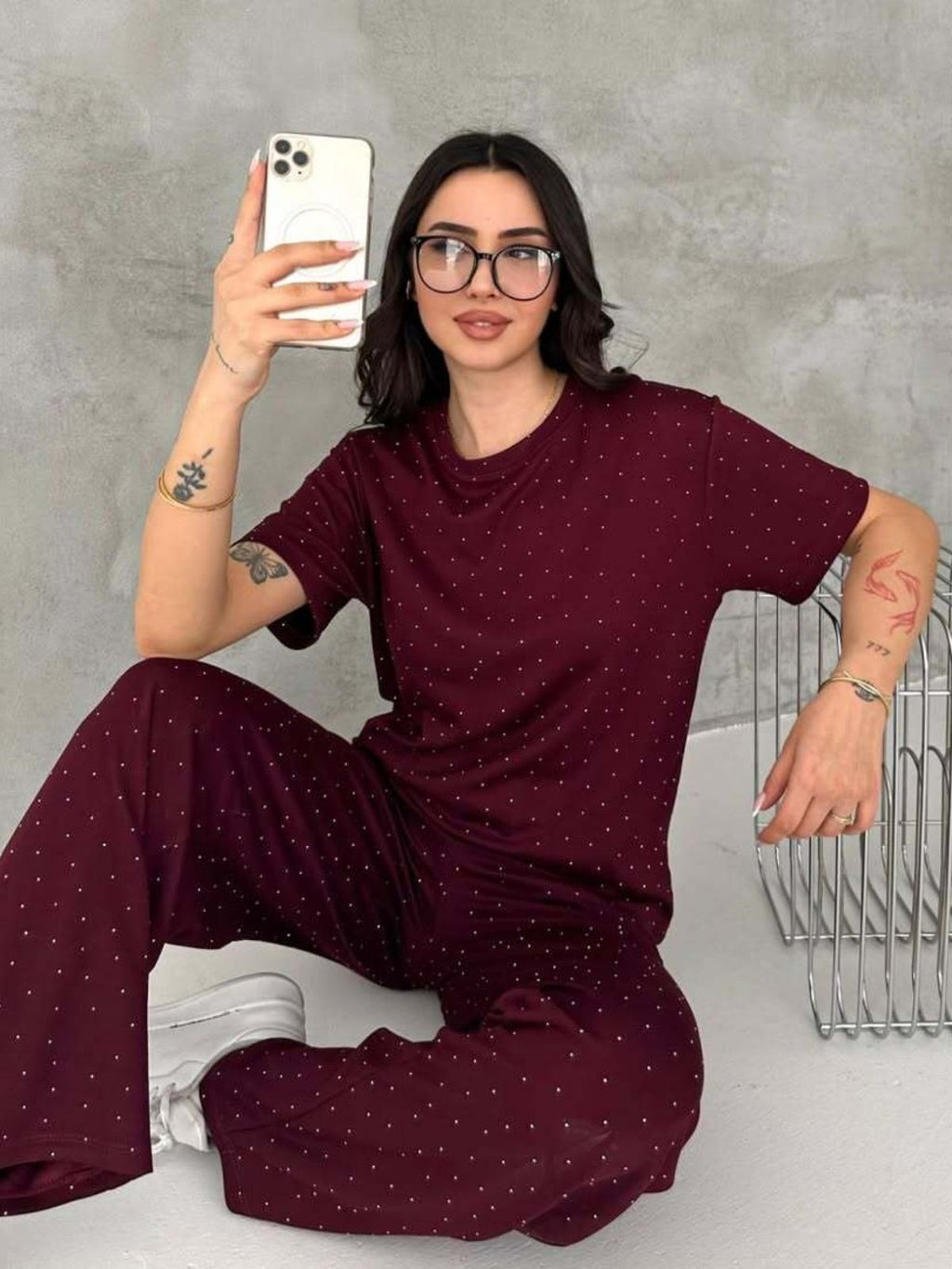 Taşlı Geniş Paça Premium Alt Üst Takım