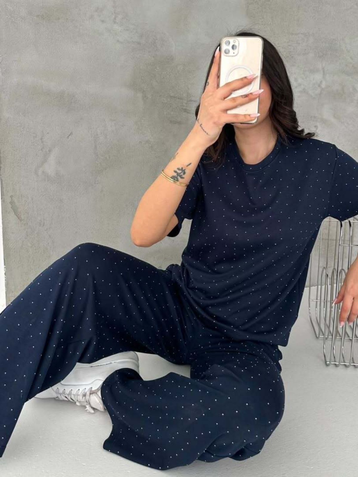 Taşlı Geniş Paça Premium Alt Üst Takım