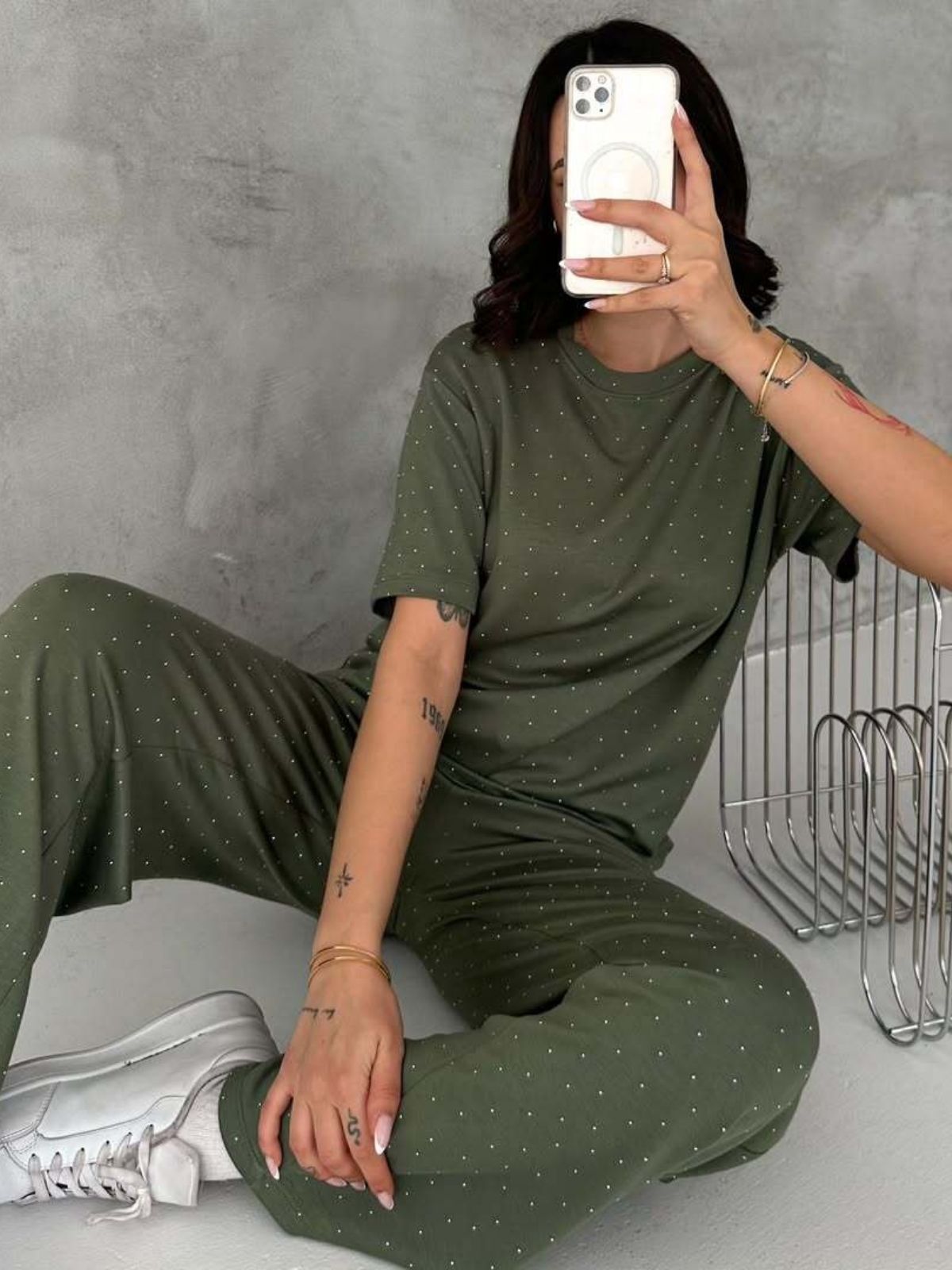 Taşlı Geniş Paça Premium Alt Üst Takım