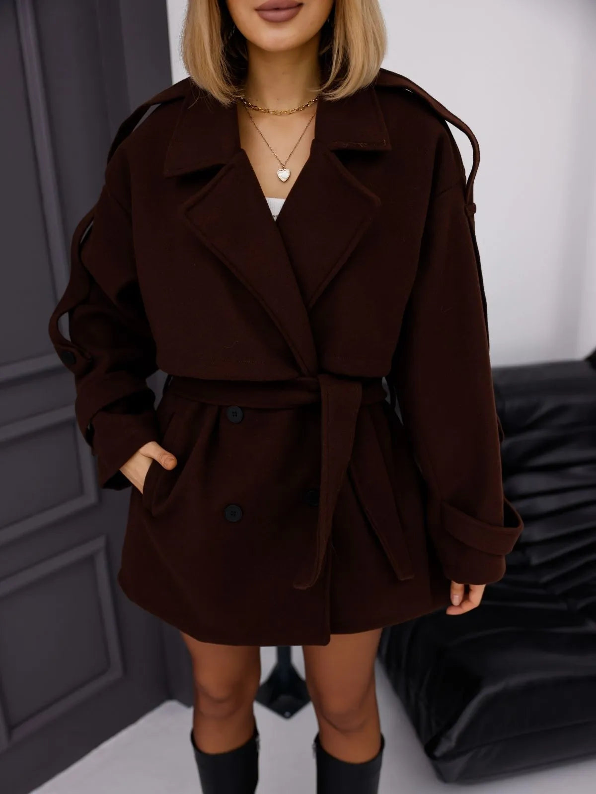 Premium Orta Boy Kaşe Kaban