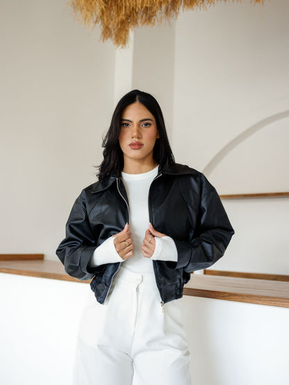 Polo Yaka Deri Ceket