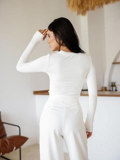 Uzun Kollu Parmak Geçmeli Modal Body Premium Kalite