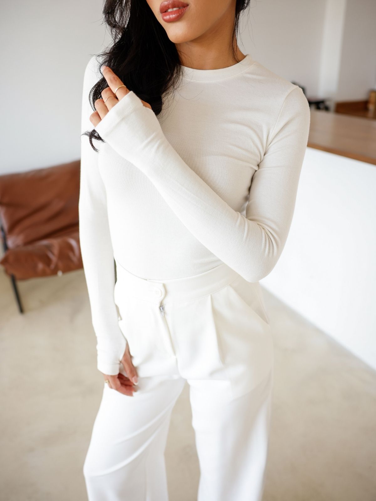 Uzun Kollu Parmak Geçmeli Modal Body Premium Kalite