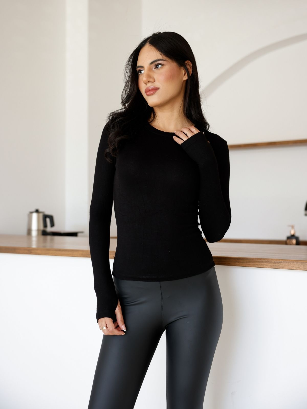 Uzun Kollu Parmak Geçmeli Modal Body Premium Kalite