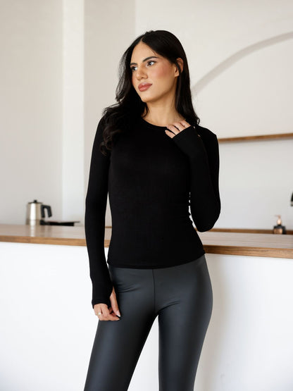 Uzun Kollu Parmak Geçmeli Modal Body Premium Kalite