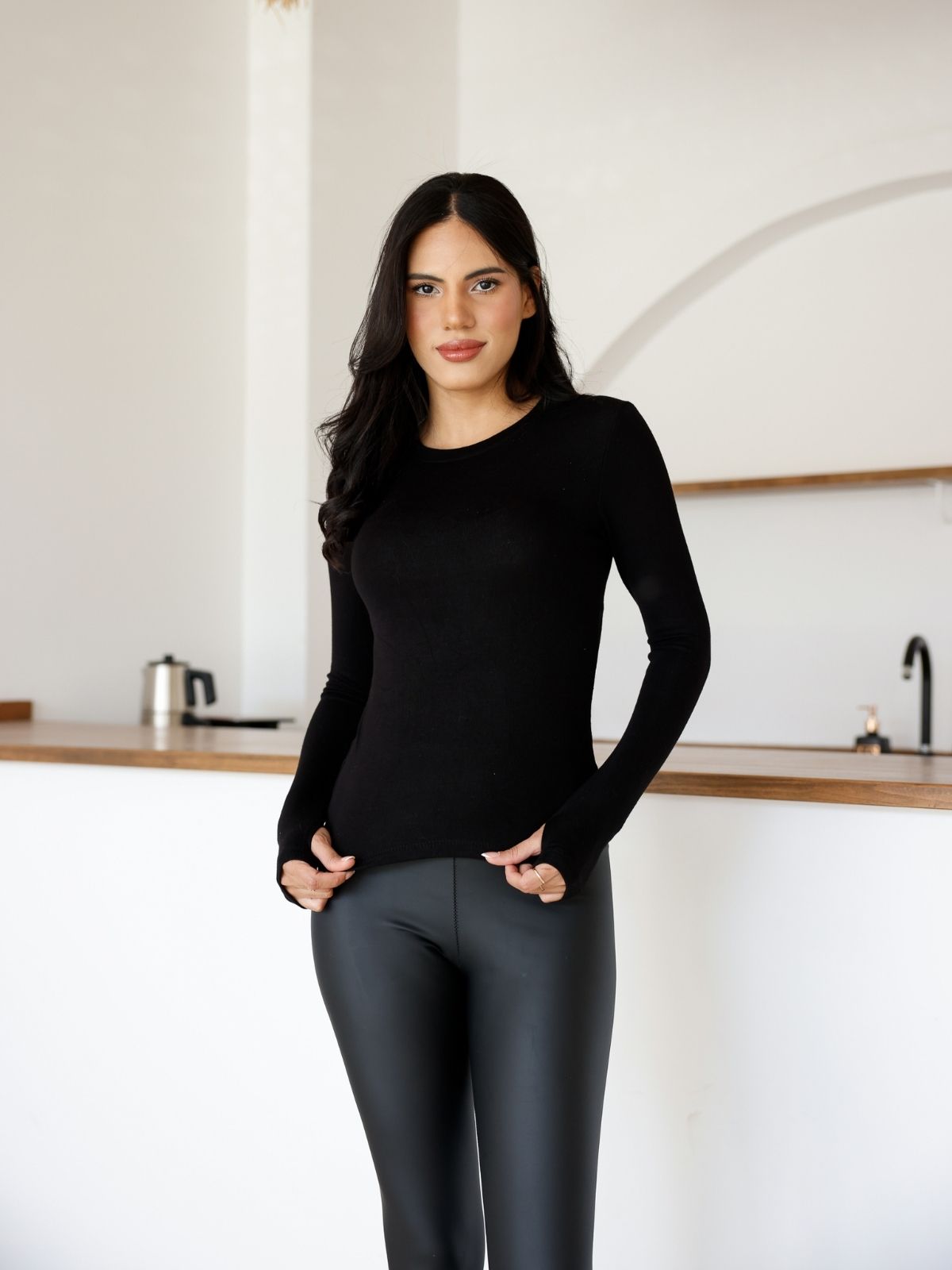 Uzun Kollu Parmak Geçmeli Modal Body Premium Kalite