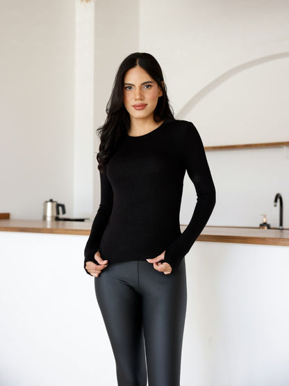 Uzun Kollu Parmak Geçmeli Modal Body Premium Kalite