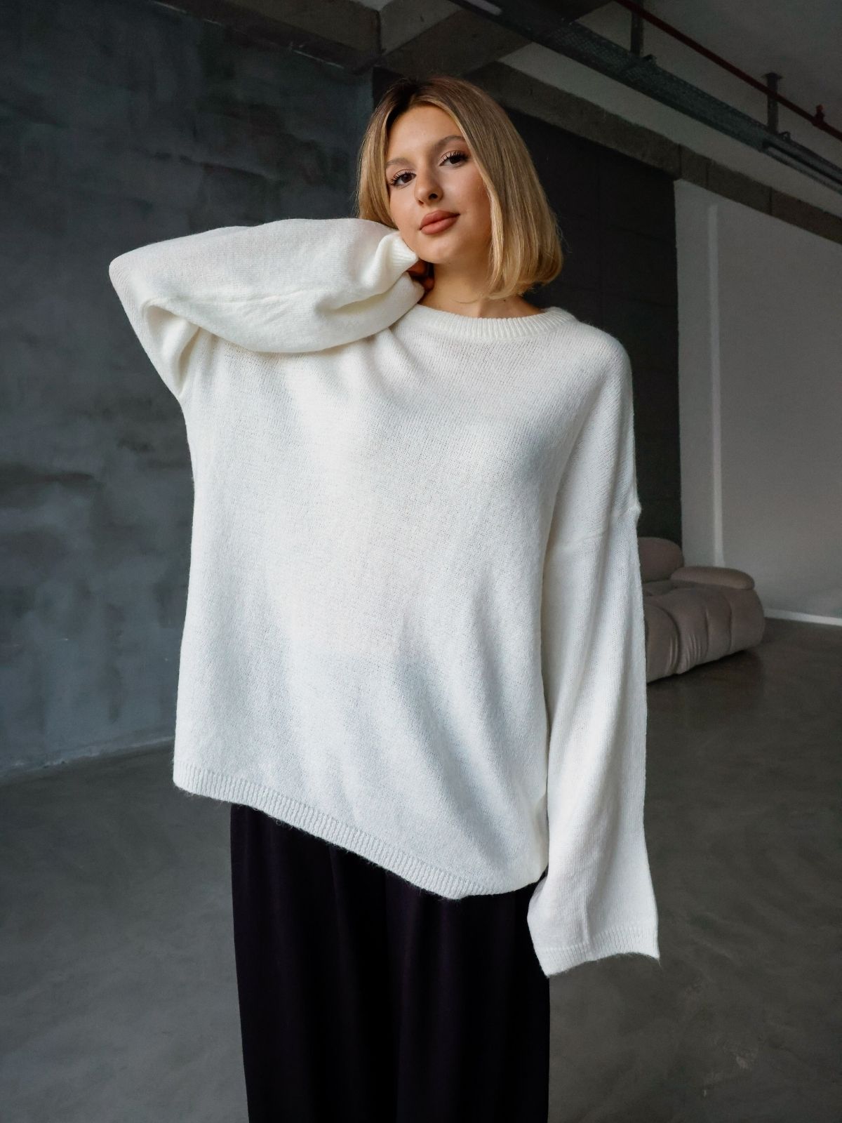 Oversize Salaş Sakallı Triko Kazak