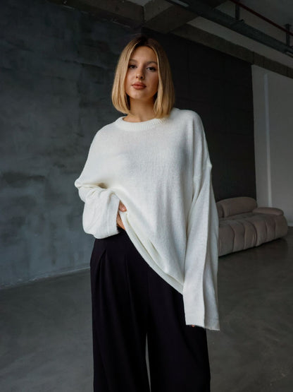 Oversize Salaş Sakallı Triko Kazak