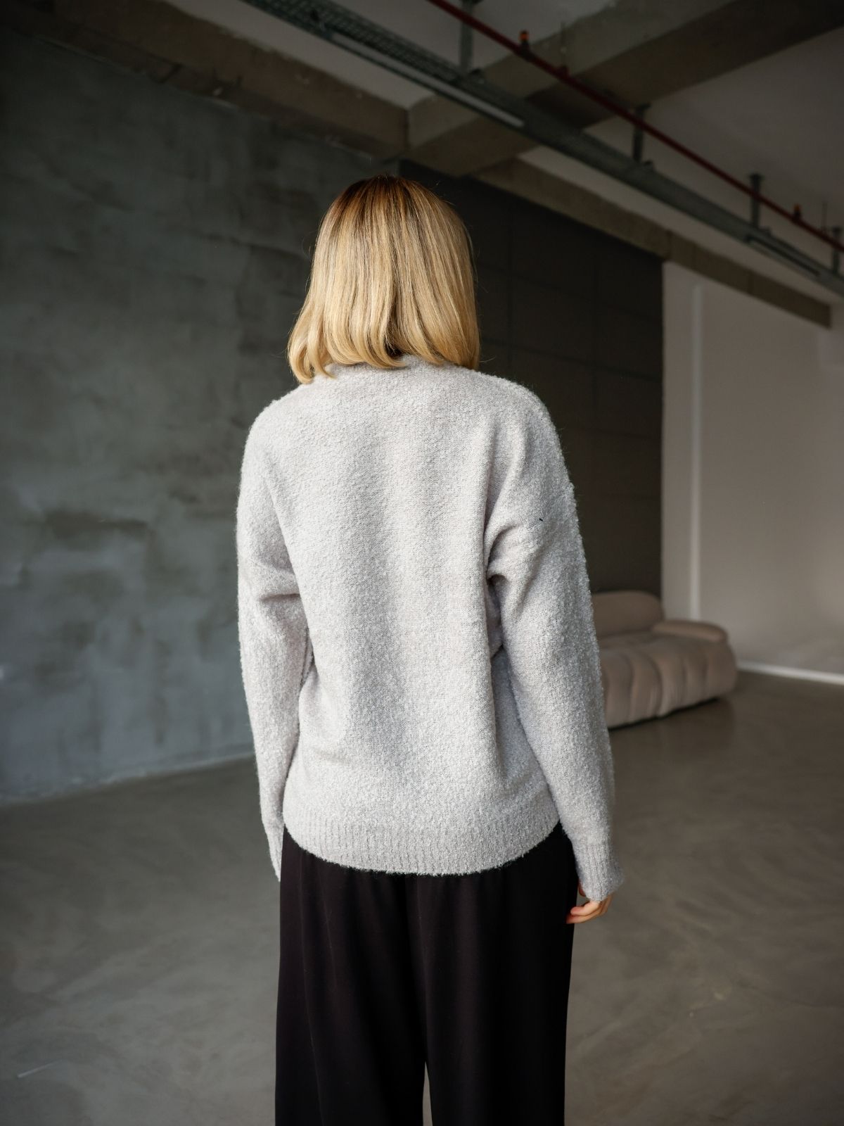 Bisiklet Yaka Oversize Örgü Detaylı Triko Kazak