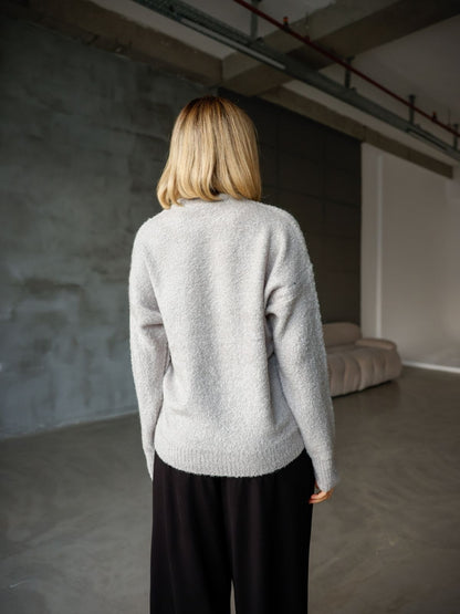 Bisiklet Yaka Oversize Örgü Detaylı Triko Kazak