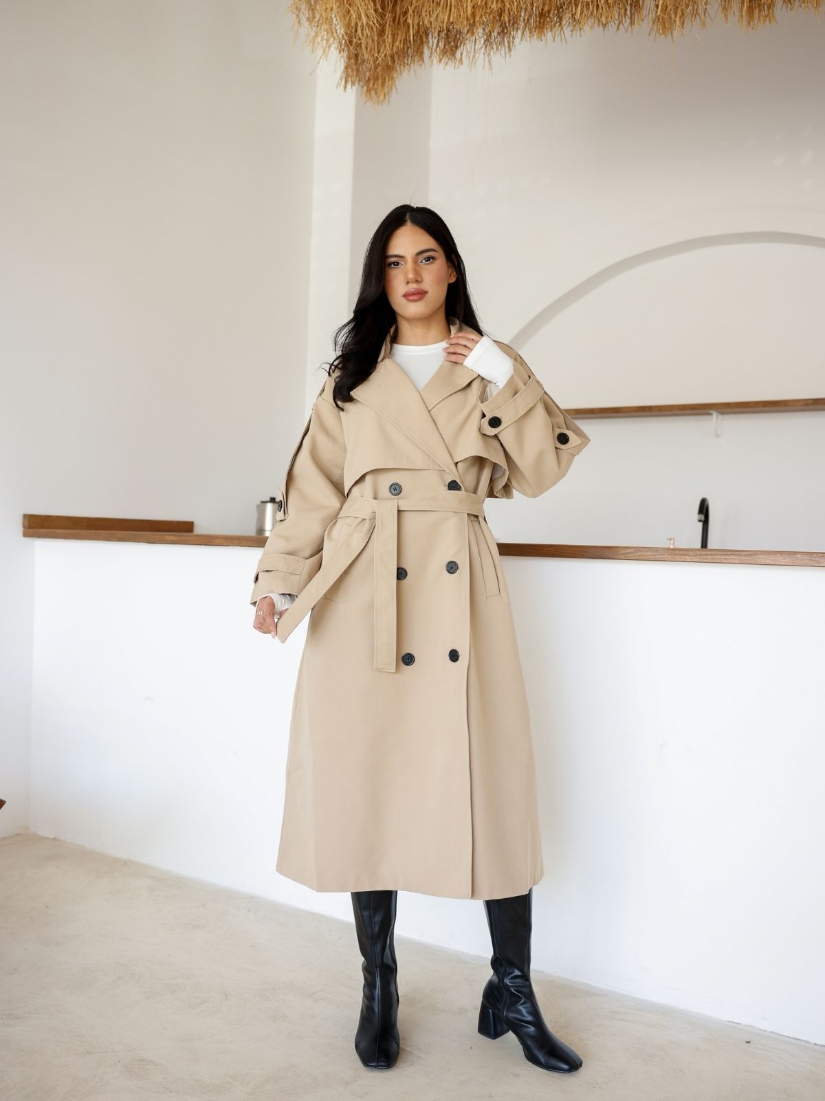 Premium Kalite İçi Astarlı Uzun Trençkot