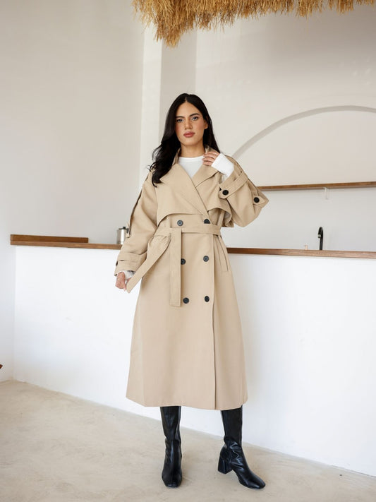 Premium Kalite İçi Astarlı Uzun Trençkot