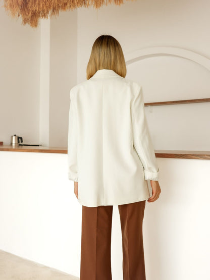 Omuzu Vatkalı Premium Kalite Kolu Katlamalı Blazer Ceket