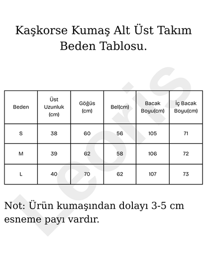 Kaşkorse Kumaş Bol Paça Pantolonlu Alt-Üst Takım