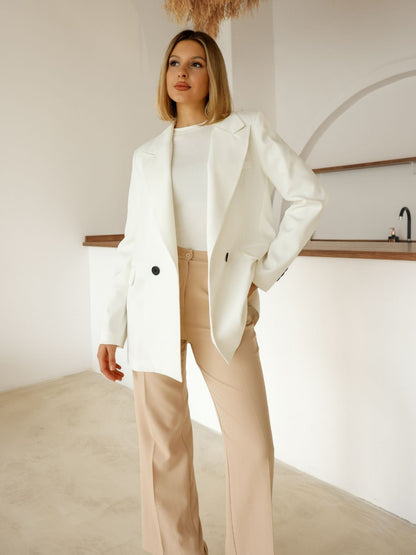 Omuzu Vatkalı Düğme Detaylı Premium Kalite Blazer Ceket