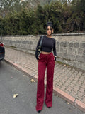 Bağıcıklı Kaşkorse Kumaş Geniş Paça Palazzo Pantolon