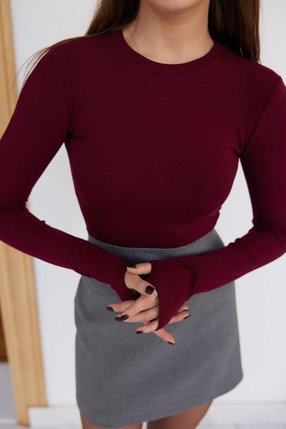 Uzun Kollu Parmak Geçmeli Modal Body Premium Kalite