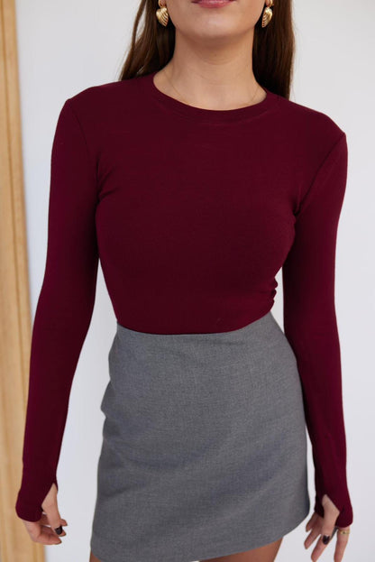 Uzun Kollu Parmak Geçmeli Modal Body Premium Kalite