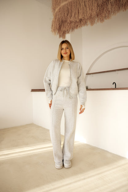 Alt-Üst  Takım Geniş Paça Eşofman Altı ve Fermuarlı Hırka 3-İplik