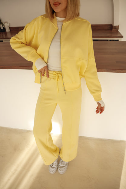 Alt-Üst  Takım Geniş Paça Eşofman Altı ve Fermuarlı Hırka 3-İplik