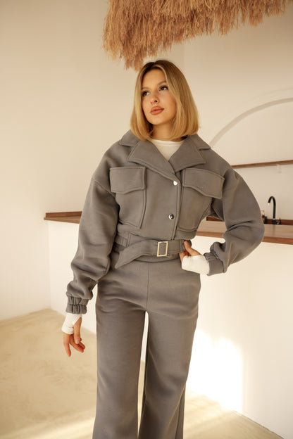 Kemer Detaylı Yüksek Kalite Pamuk Ceket