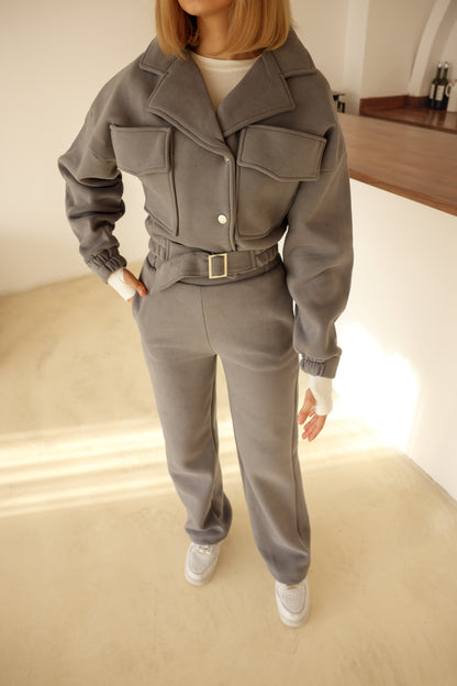 Kemer Detaylı Yüksek Kalite Pamuk Ceket