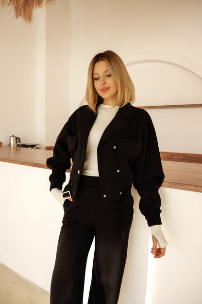 Kemer Detaylı Yüksek Kalite Pamuk Ceket