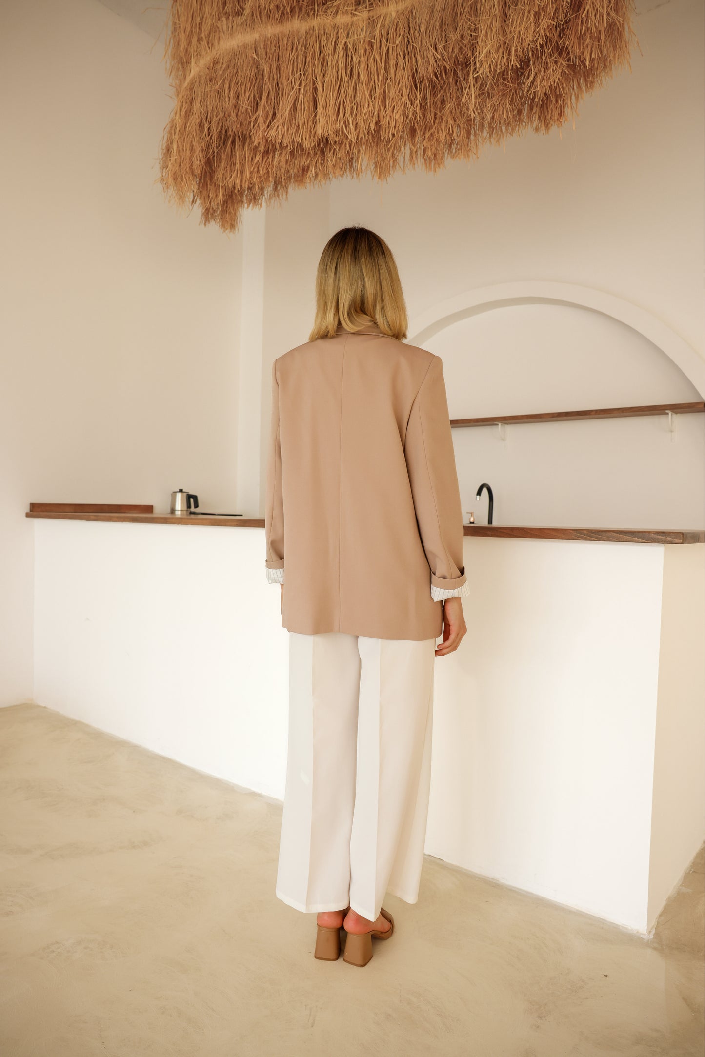 Omuzu Vatkalı Premium Kalite Kolu Katlamalı Blazer Ceket