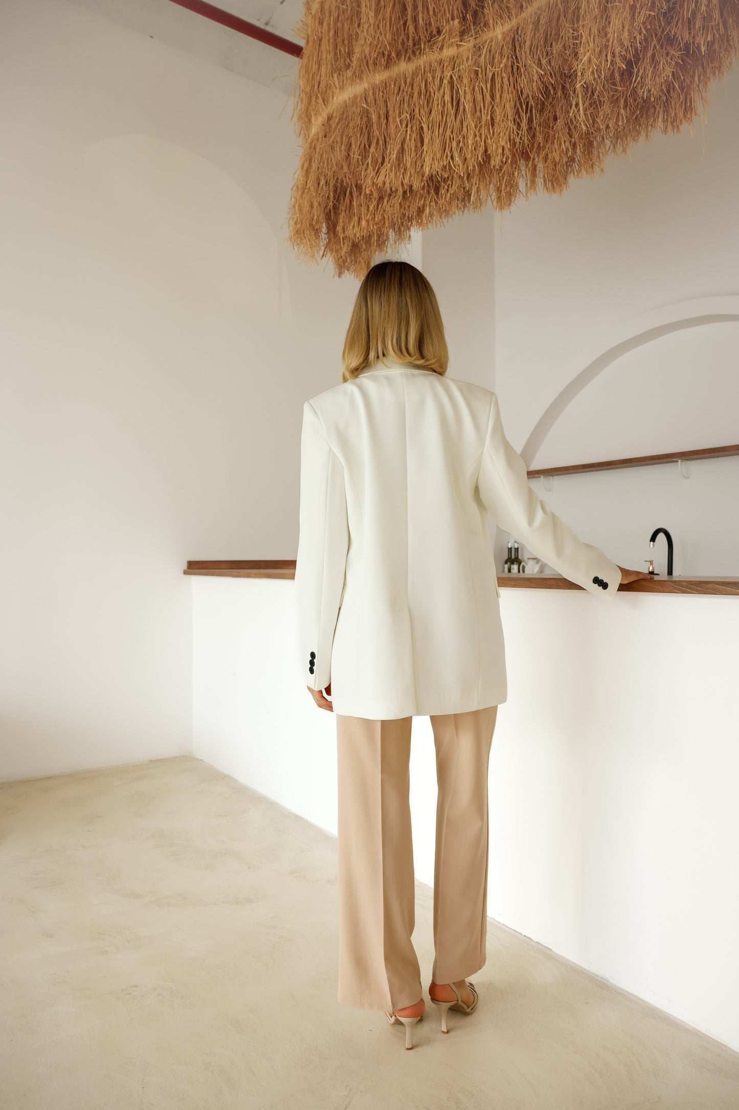 Omuzu Vatkalı Düğme Detaylı Premium Kalite Blazer Ceket