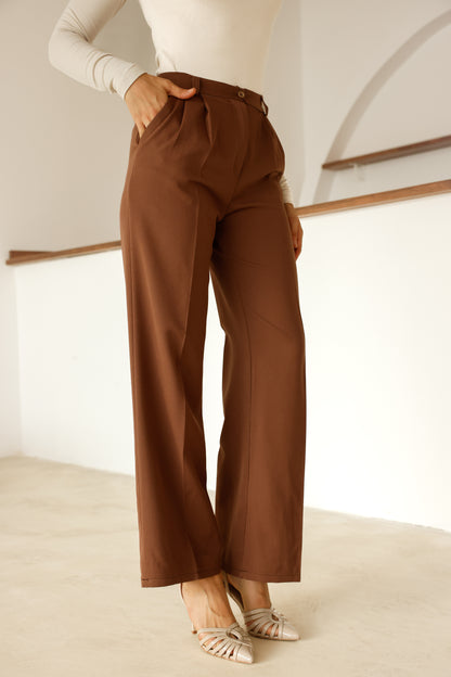 Yüksek Bel Keten Pantolon – Şık ve Dökümlü Tasarım